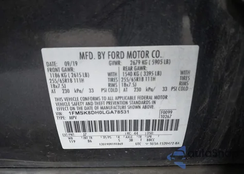 2020 Ford Explorer Xlt from USA, damaged, VIN 1FMSK8DH0LGA78531